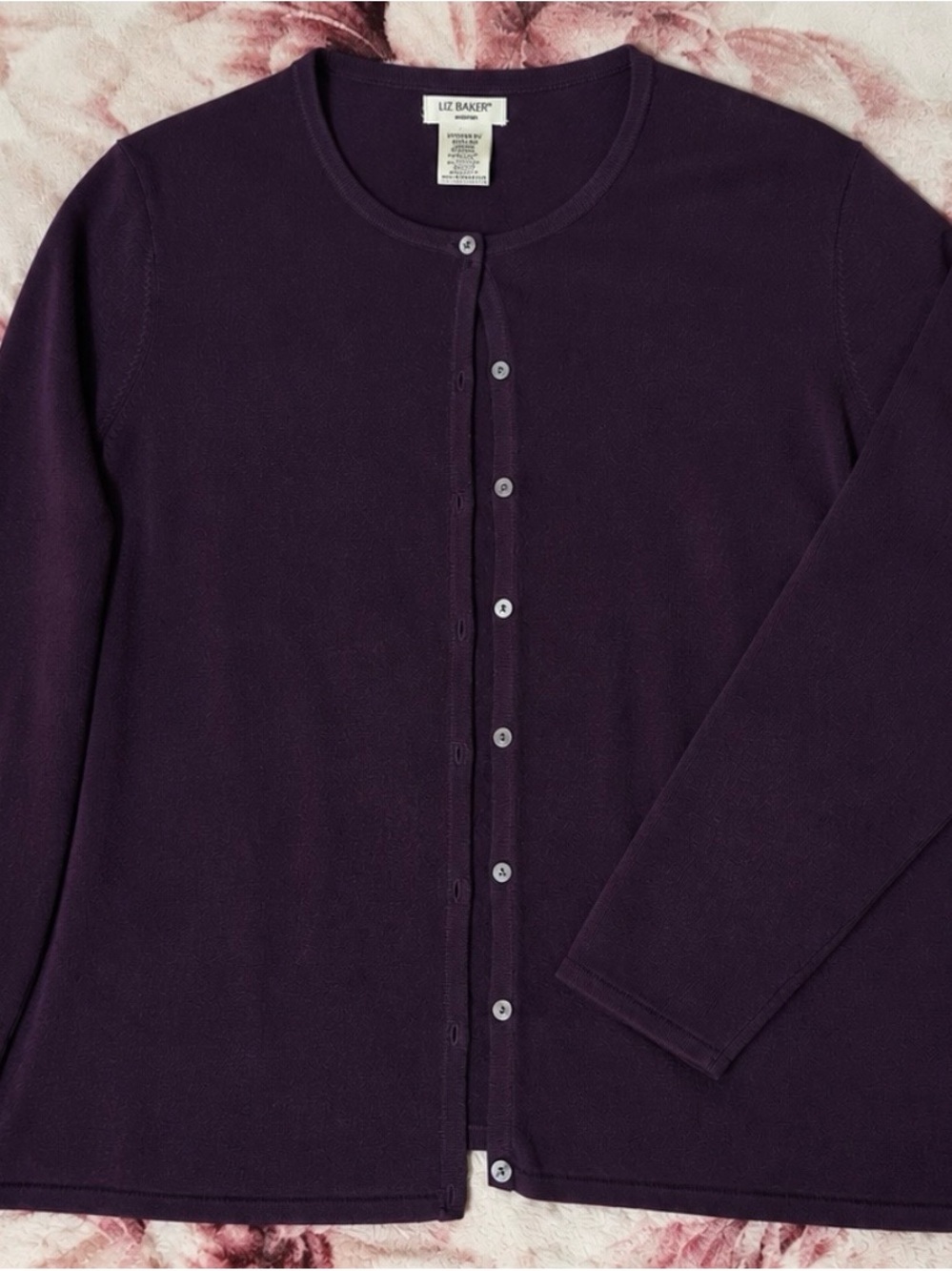 Liz Baker women’s Dark Purple Button-Up Sweater size 1X